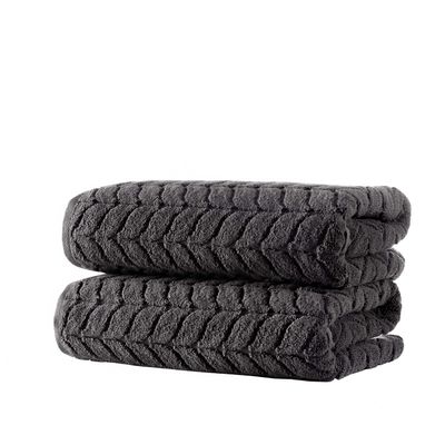 BAGNO MILANO Turkish Cotton Bath Towels, Hand Towels - Soft Plush Jacquard Collection Luxury Towels Set (Charcoal, 2 pcs Bath Towel Set)