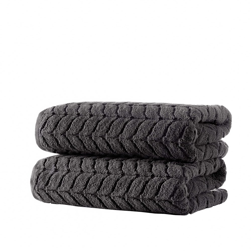BAGNO MILANO Turkish Cotton Bath Towels, Hand Towels - Soft Plush Jacquard Collection Luxury Towels Set (Charcoal, 2 pcs Bath Towel Set)