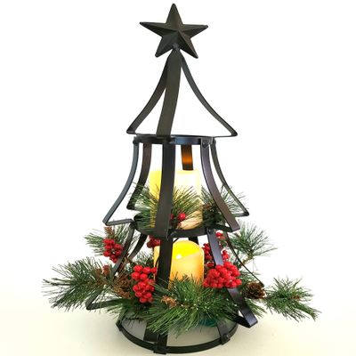Holiday Cottage Rustic Tiered Lighted Christmas Tree