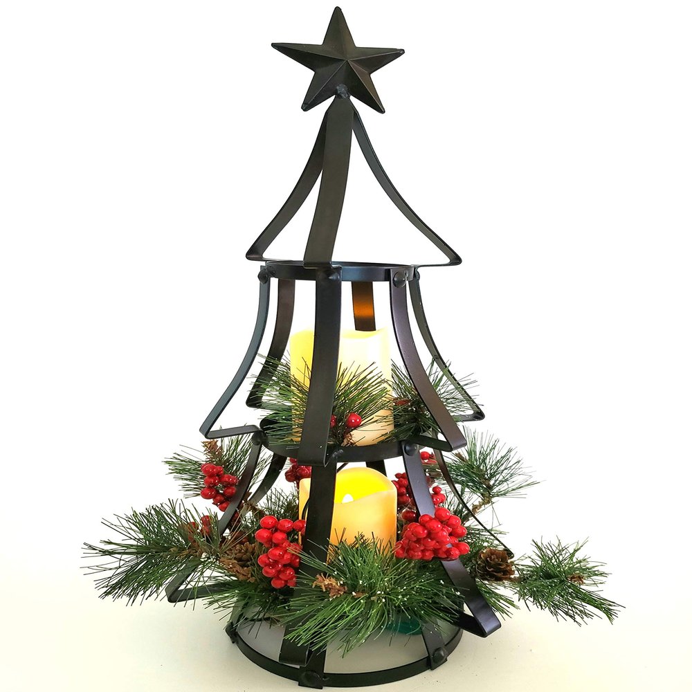 Holiday Cottage Rustic Tiered Lighted Christmas Tree
