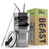 1966-77 Ford Bronco 4x4 American Flag BEAST 30 oz Stainless Steel Insulated Tumbler w/Lid, 2 Straws, Brush and Gift Box stainless view 1