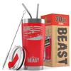1966-77 Ford Bronco 4x4 American Flag BEAST 20 oz Stainless Steel Insulated Tumbler w/Lid, 2 Straws, Brush and Gift Box red view 1
