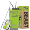 1966-77 Ford Bronco 4x4 American Flag BEAST 20 oz Stainless Steel Insulated Tumbler w/Lid, 2 Straws, Brush and Gift Box lime view 1