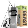 1966-77 Ford Bronco 4x4 American Flag BEAST 20 oz Stainless Steel Insulated Tumbler w/Lid, 2 Straws, Brush and Gift Box stainless view 1