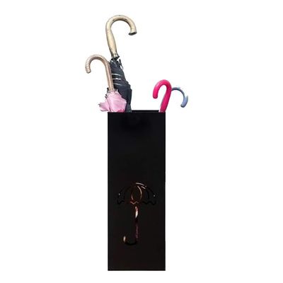 Umbrella Racks AYY Black Wrought Iron Umbrella Stand Umbrella Holder, Cane Cue Holder with Hook and Movable Drip Tray, Used for Hotel Office Cafe, 20x20x52cm