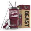 1966-77 Ford Bronco 4x4 American Flag BEAST 30 oz Stainless Steel Insulated Tumbler w/Lid, 2 Straws, Brush and Gift Box maroon view 1