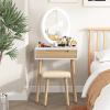 YOURLITE Makeup Vanity Table Set with 3 Modes Adjustable Lighted Mirror Cushioned Stool, Dressing Table for Small Space view 1
