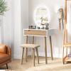 YOURLITE Makeup Vanity Table Set with 3 Modes Adjustable Lighted Mirror Cushioned Stool, Dressing Table for Small Space view 2