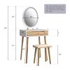 YOURLITE Makeup Vanity Table Set with 3 Modes Adjustable Lighted Mirror Cushioned Stool, Dressing Table for Small Space view 4