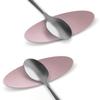 Carrotez Small Silicone Coffee Spoon Rest 2 pcs (0.2" x 1.6" x 3.74"), Spoon Holder Flexible almond-Shaped for Next to Coffee Maker - Kitchen Utensil Rest, Pink view 1