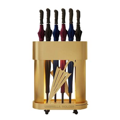 Umbrella Racks WXYZ Umbrella Stand Hotel Lobby Bank Commercial Light Luxury Umbrella Bucket, 12-Hole Large Capacity Umbrella Storage Rack, 55x24x72cm Gold and Black (Color : Gold)