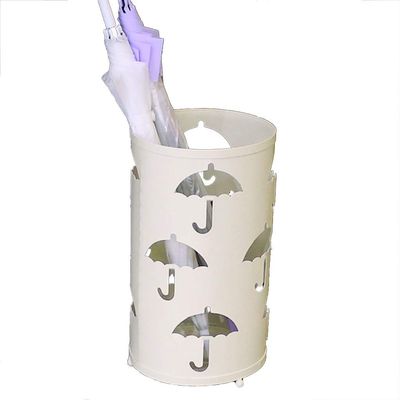 Umbrella Racks Hua White Metal Umbrella Stand, Umbrella Barrels at The Entrance of A Home Hotel Supermarket, with Drip Tray, Large Capacity to Store 8 Umbrellas, 24x41cm