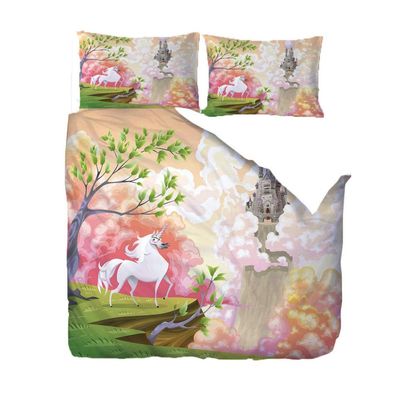 Geekcook Bed Sheet Set Queen,3D Printing Picture Custom Bed Three-Piece Suit Polyester Christmas Theme Four-Piece Suit-Horse_Full