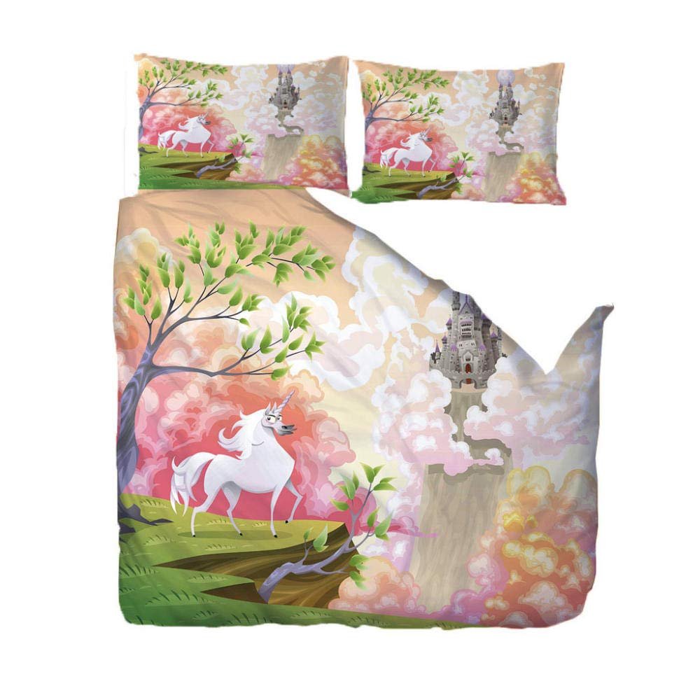 Geekcook Bed Sheet Set Queen,3D Printing Picture Custom Bed Three-Piece Suit Polyester Christmas Theme Four-Piece Suit-Horse_Full