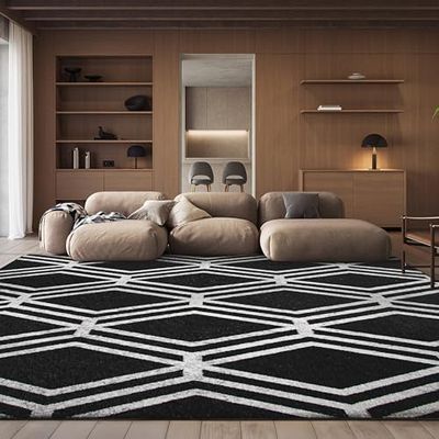 SAFAVIEH Area Rug 8x10 - Adirondack Collection - Large - Black & Ivory, Modern Geometric Design, Non-Shedding & Easy Cleaning, Ideal for Living Room, Bedroom, Office, Dining Space (ADR253H)