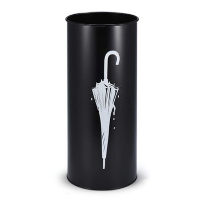 Umbrella Racks Hua Black Metal Umbrella Stand, Decorative Umbrella Bucket in Entrance Corridor, Cane Bucket, Suitable for Home Hotel and Supermarket, with Hook, 20x45cm