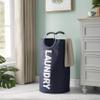 82L Large Thicken Laundry Basket Collapsible Fabric Laundry Hamper Foldable Heavy Duty Clothes Bag Portable Washing Bin Waterproof Cloth Hampers Storage with Durable Aluminum Handles (Dark Blue) view 2