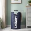 82L Large Thicken Laundry Basket Collapsible Fabric Laundry Hamper Foldable Heavy Duty Clothes Bag Portable Washing Bin Waterproof Cloth Hampers Storage with Durable Aluminum Handles (Dark Blue) view 4