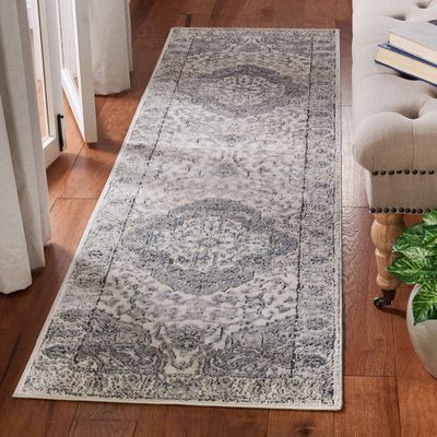 Martha Stewart x SAFAVIEH Area Rug Collection - 2'2" x 8' Runner, Ivory & Grey, Non-Shedding & Easy Cleaning, Ideal for Living Room, Bedroom, Foyer, Hallway (MSR867A)