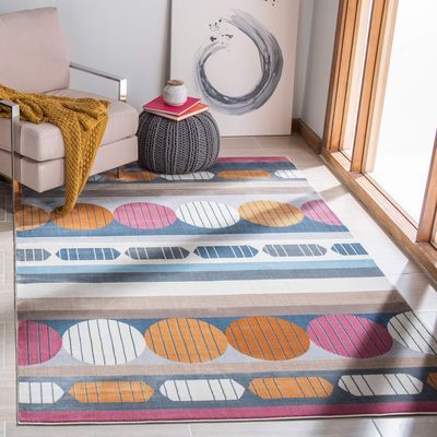 SAFAVIEH Area Rug 8x10 - Orwell Collection - Large - Grey & Orange, Mid-Century Modern Design, Non-Shedding & Easy Cleaning, Ideal for Living Room, Bedroom, Office, Dining Space (ORW367H)