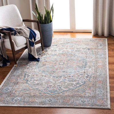 Martha Stewart x SAFAVIEH Area Rug Collection - 5'1" x 7'6", Grey & Blue, Non-Shedding & Easy Cleaning, Ideal for Living Room, Bedroom, Office, Dining Space (MSR813F)