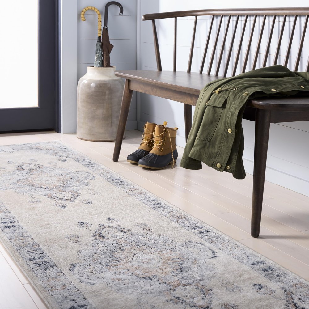 Martha Stewart x SAFAVIEH Area Rug Collection - 2'2" x 8' Runner, Beige & Grey, Non-Shedding & Easy Cleaning, Ideal for Living Room, Bedroom, Foyer, Hallway (MSR898B)