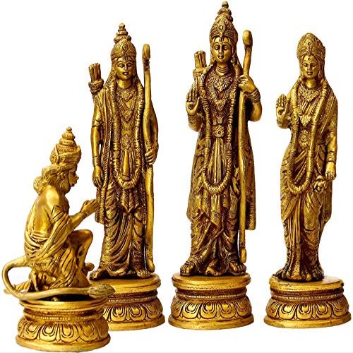 AONA Lord Shri Ram Darbar Decorative Idol Statue - (Brass, Height 9")