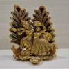 GiftNagri Gold Plated Metal Hindu God Peacock Design Radha Krishna Idol Murti with Diya for Puja Worship Home Temple Office Dcor view 1