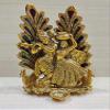 GiftNagri Gold Plated Metal Hindu God Peacock Design Radha Krishna Idol Murti with Diya for Puja Worship Home Temple Office Dcor view 2