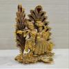 GiftNagri Gold Plated Metal Hindu God Peacock Design Radha Krishna Idol Murti with Diya for Puja Worship Home Temple Office Dcor view 3