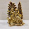 GiftNagri Gold Plated Metal Hindu God Peacock Design Radha Krishna Idol Murti with Diya for Puja Worship Home Temple Office Dcor view 4