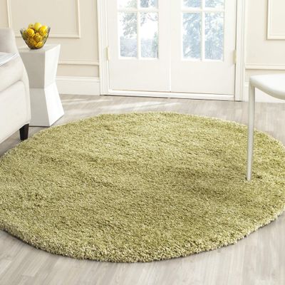 SAFAVIEH California Shag Collection Area Rug - 4' Round, Green, Non-Shedding & Easy to Clean, Ultra Plush Thick Pile, Ideal for Living Room, Bedroom, Dining Space (SG151-5252)