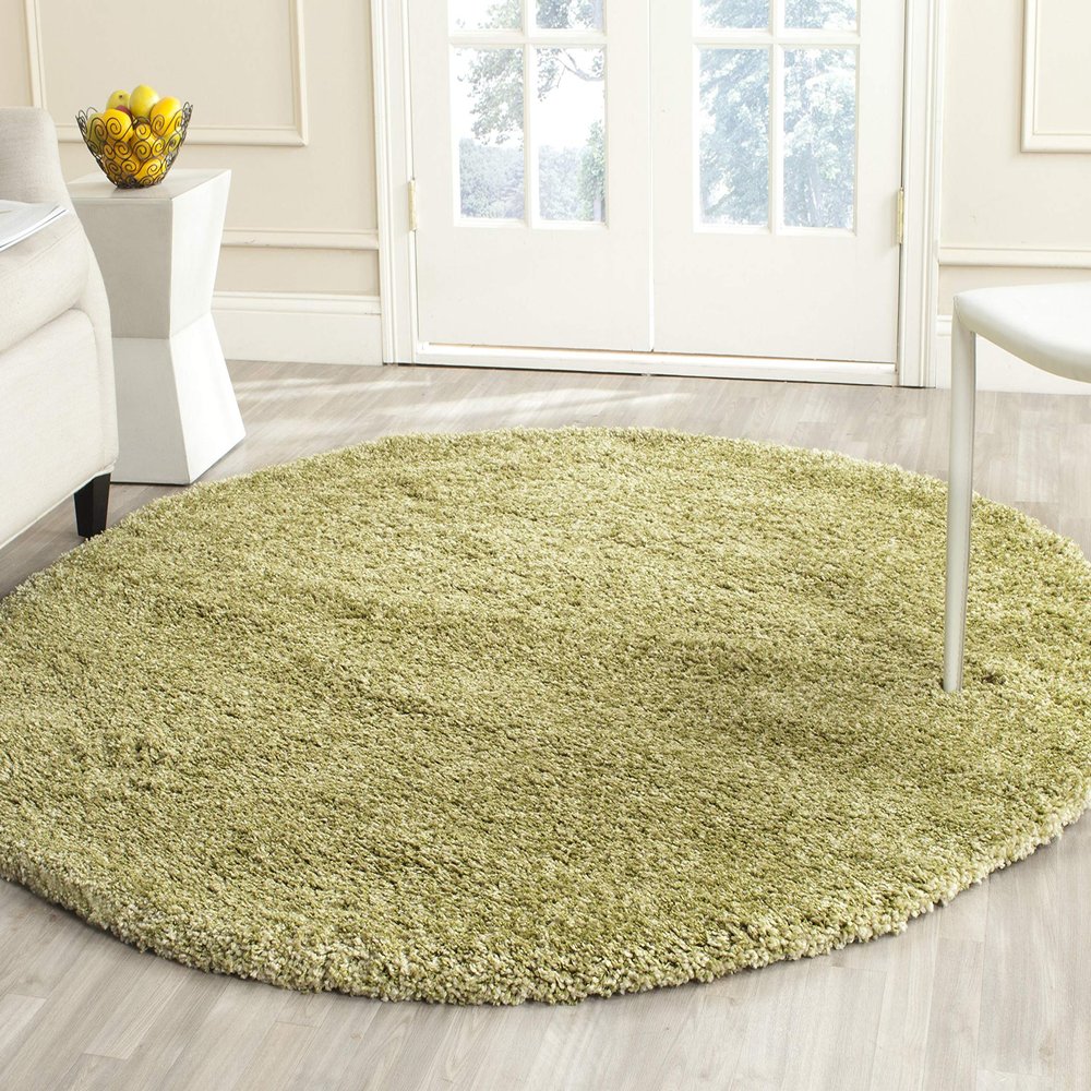 SAFAVIEH California Shag Collection Area Rug - 4' Round, Green, Non-Shedding & Easy to Clean, Ultra Plush Thick Pile, Ideal for Living Room, Bedroom, Dining Space (SG151-5252)