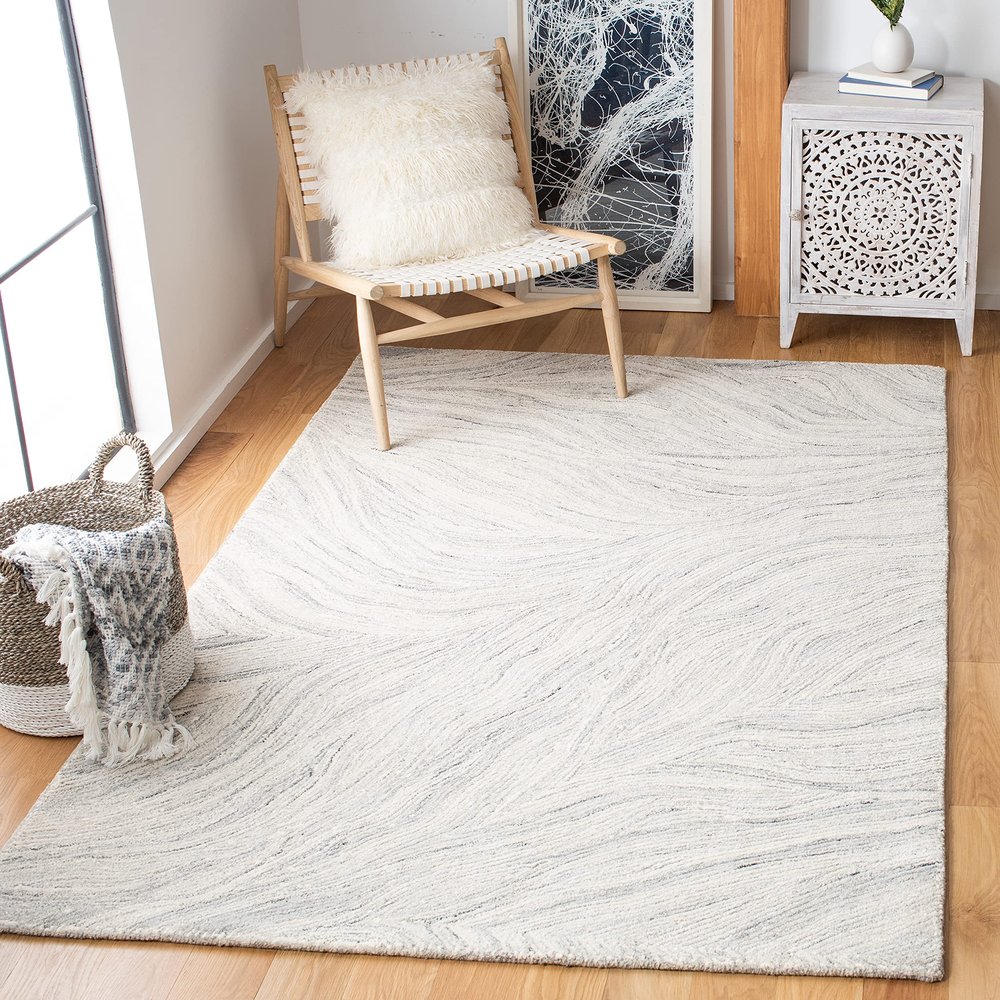 SAFAVIEH Metro Collection Accent Rug - 3' x 5', Ivory & Silver, Handmade Modern Abstract Wool, Ideal for High Traffic Areas in Entryway, Living Room, Bedroom (MET505G)