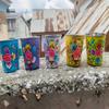 Baba Art And Crafts Flower Handmade Design Set of 4 Glasses Enamleware Floral Design Handprints Diwali Christmas Tumbler Gift Set Item (Multi Color) view 4