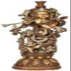 AONA Krishna Statue - Brass Idol - Krishna with Flute -Copper Silver Gold Color - 20 inches view 1