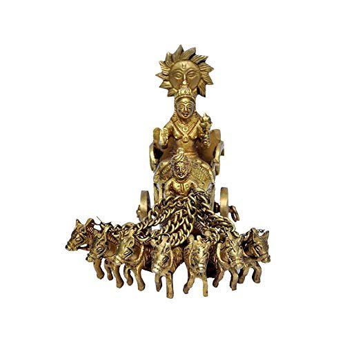 AONA Lord Suryia with His 7 Horses - (Brass, Height 8.5")