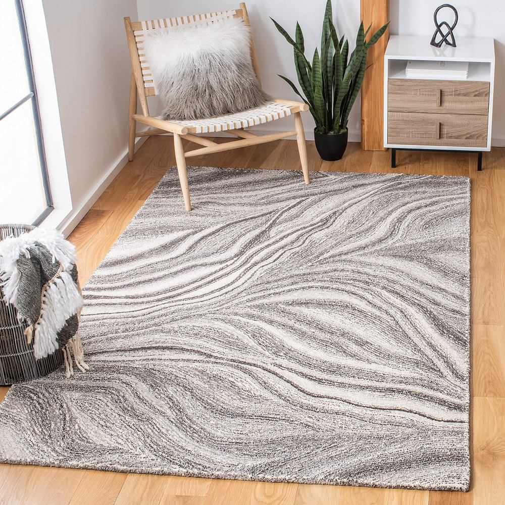 SAFAVIEH Metro Collection Accent Rug - 3' x 5', Ivory & Dark Grey, Handmade Modern Abstract Wool, Ideal for High Traffic Areas in Entryway, Living Room, Bedroom (MET505H)