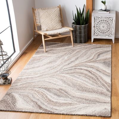 SAFAVIEH Metro Collection Accent Rug - 3' x 5', Ivory & Brown, Handmade Modern Abstract Wool, Ideal for High Traffic Areas in Entryway, Living Room, Bedroom (MET505T)