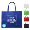 DISCOUNT PROMOS Custom Jumbo Sized Tote Bags Set of 10, Personalized Bulk Pack - Reusable Grocery Bags, Shopping Bags, Promotional Item Totes for Women - Blue view 1