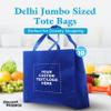 DISCOUNT PROMOS Custom Jumbo Sized Tote Bags Set of 10, Personalized Bulk Pack - Reusable Grocery Bags, Shopping Bags, Promotional Item Totes for Women - Blue view 3