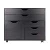 Winsome Halifax Wide Mobile Cabinet with 5- Drawers, for Home Office, Bedroom, Black view 4