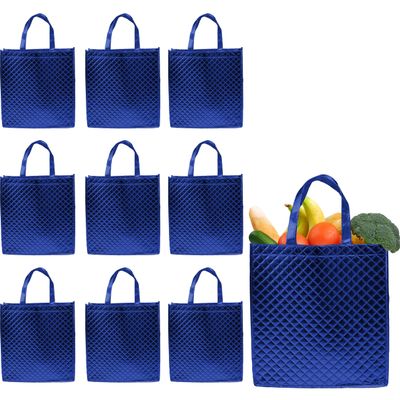 DISCOUNT PROMOS Luxurious Laminated Tote Bags Set of 10, Bulk Pack - Reusable, Great for Shopping, Beach, Wedding Favors - Royal Blue