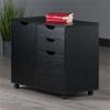 Winsome Halifax Storage Mobile Cabinets, 1 Large Door, 3 Drawers, for Home Office, Black view 2