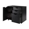 Winsome Halifax Storage Mobile Cabinets, 1 Large Door, 3 Drawers, for Home Office, Black view 4