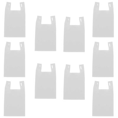 DISCOUNT PROMOS Bodega Lightweight Tote Bags Set of 10, Bulk Pack - Reusable, Great for Grocery, Tradeshow, Party favors, Picnic - White