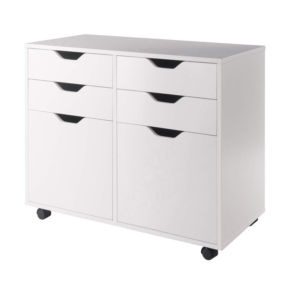 Winsome Halifax Storage Mobile Cabinets, 2 Doors, 4 Drawers, for Home Office, White
