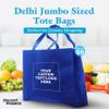 DISCOUNT PROMOS Custom Jumbo Sized Tote Bags Set of 50, Personalized Bulk Pack - Reusable Grocery Bags, Shopping Bags, Promotional Item Totes for Women - Blue view 3
