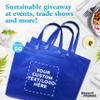 DISCOUNT PROMOS Custom Jumbo Sized Tote Bags Set of 50, Personalized Bulk Pack - Reusable Grocery Bags, Shopping Bags, Promotional Item Totes for Women - Blue view 4
