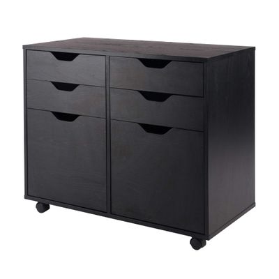 Winsome Halifax Storage Mobile Cabinets, 2 Doors, 4 Drawers, for Home Office, Black